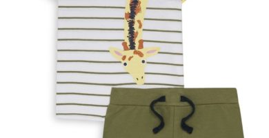 Set de camiseta con jirafa y short de bebé niño