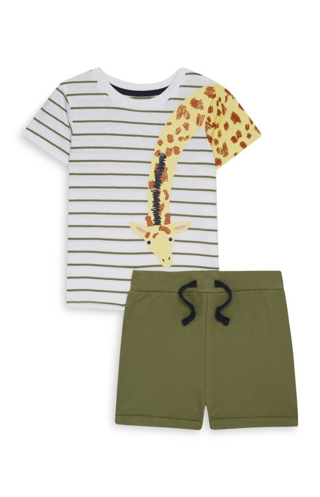 Set de camiseta con jirafa y short de bebé niño