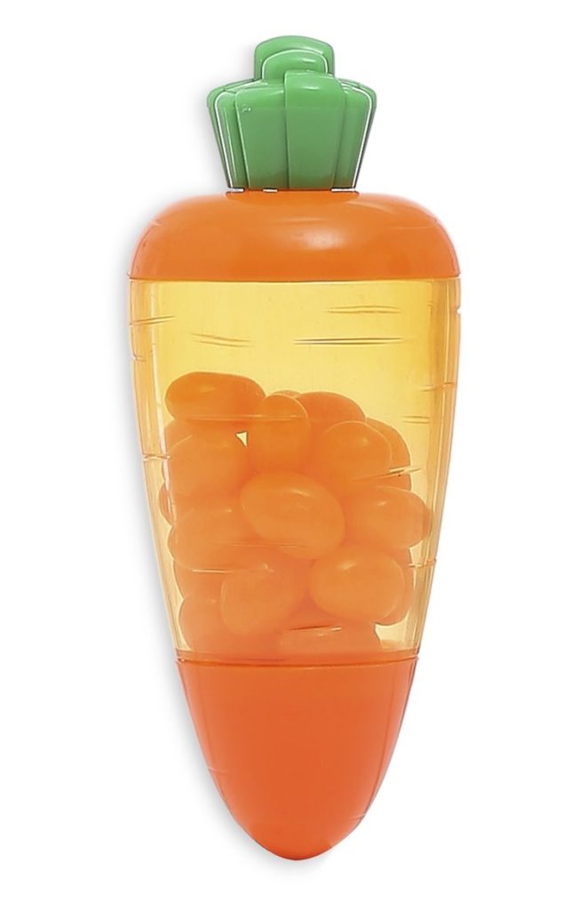 Bote de golosinas en forma de zanahoria