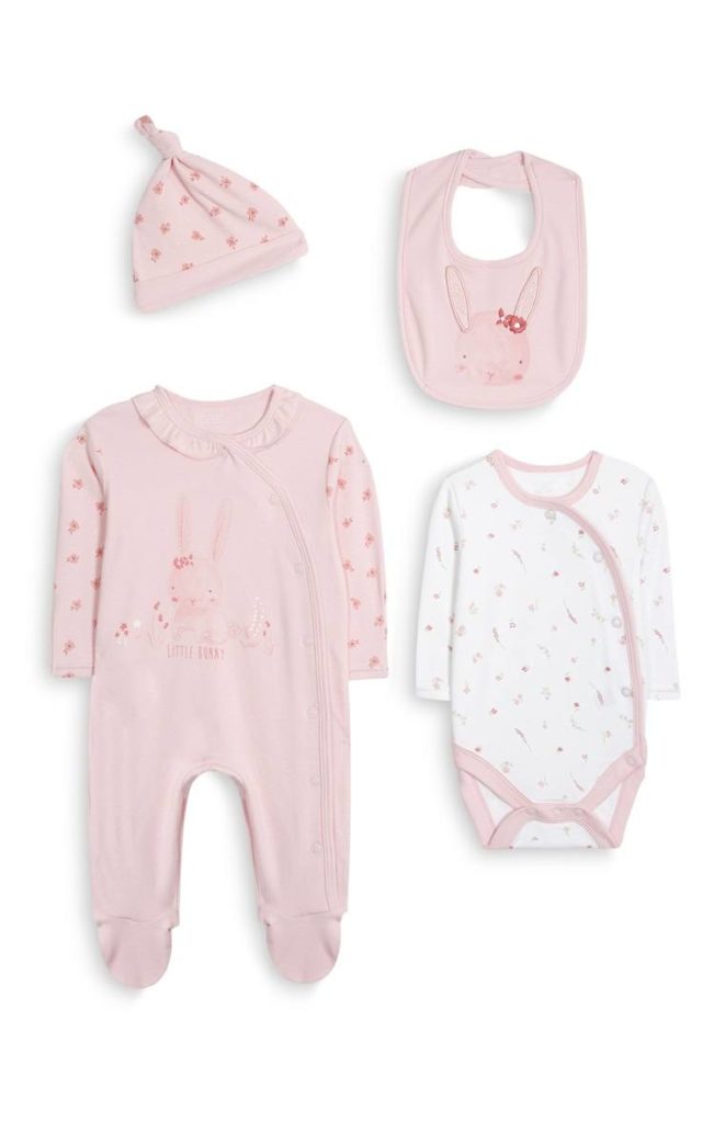 Pack de 2 conjuntos rosados para recién nacida