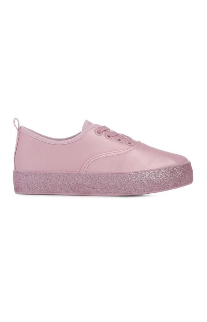 Zapatillas rosa con plataforma brillante