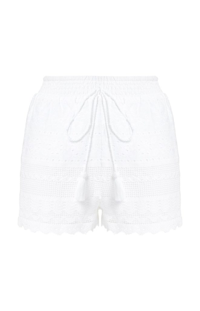Pantalón corto de crochet blanco